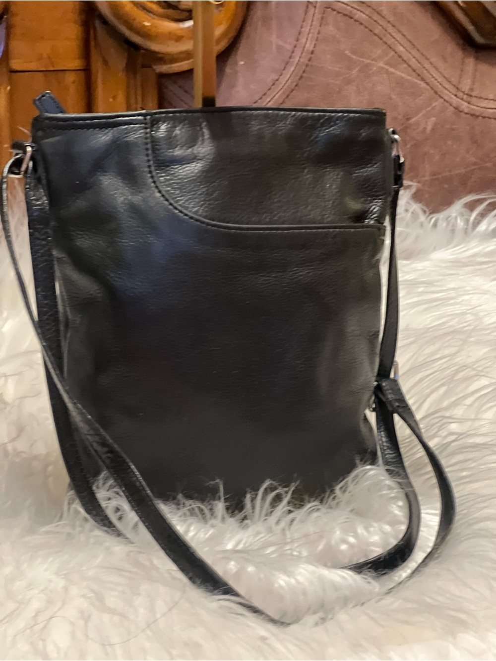 margot Black pebble  Leather Crossbody Bag